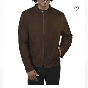 Frye Men Gannon Genuine Suede Racer Jacket  Shaket Tabaco Size US XXl $599